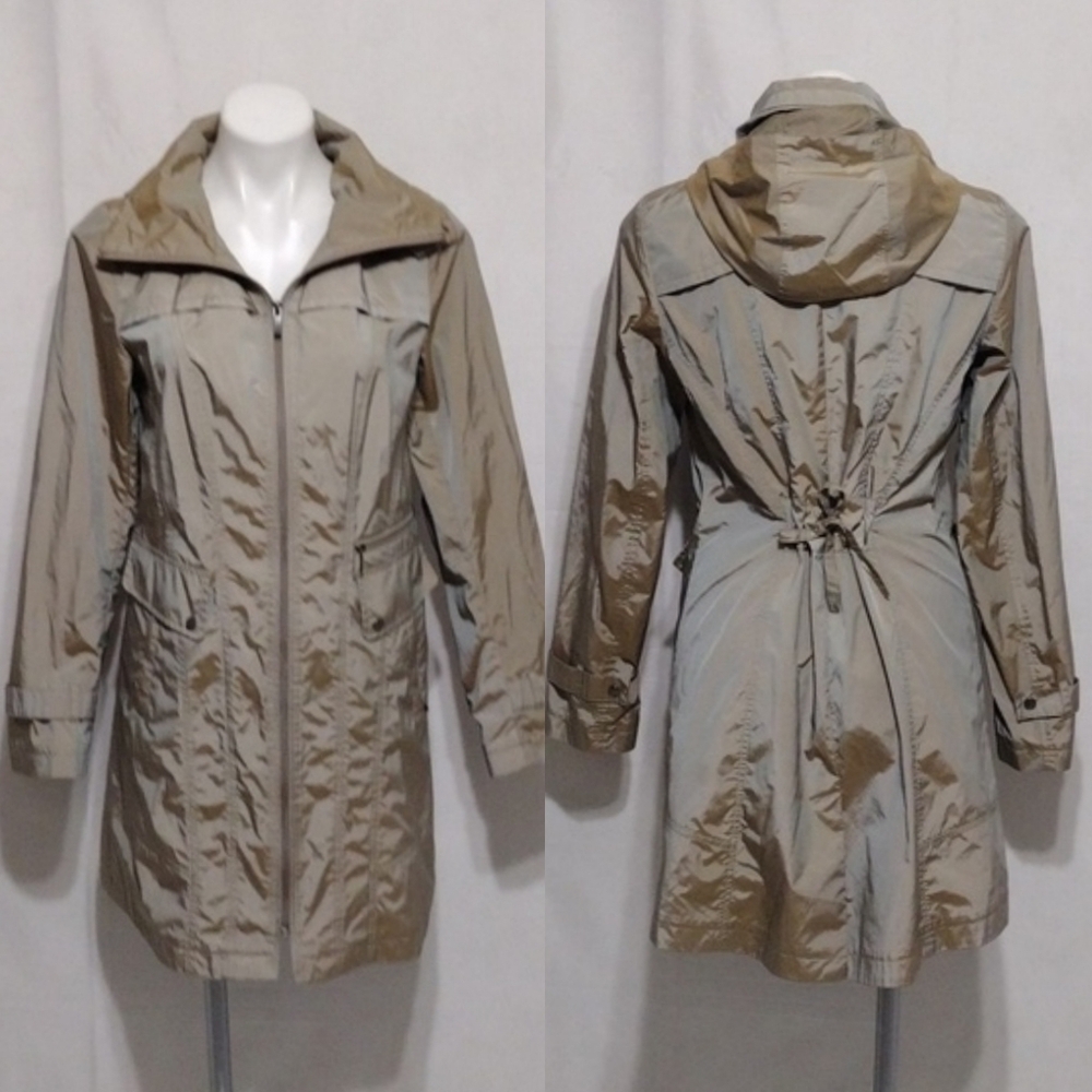 Cole Haan Women’s Signature Lightweight Rain Jacket Small Iridescent Hooded Coat